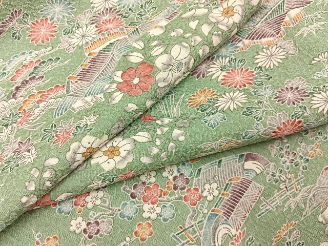 平和屋着物■上質な小紋 風景花文 正絹 逸品 BAAY8004hj
