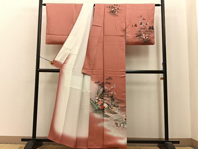 平和屋着物■訪問着 手描き 人物御所解文 暈し染め 正絹 逸品 BAAY8012hj