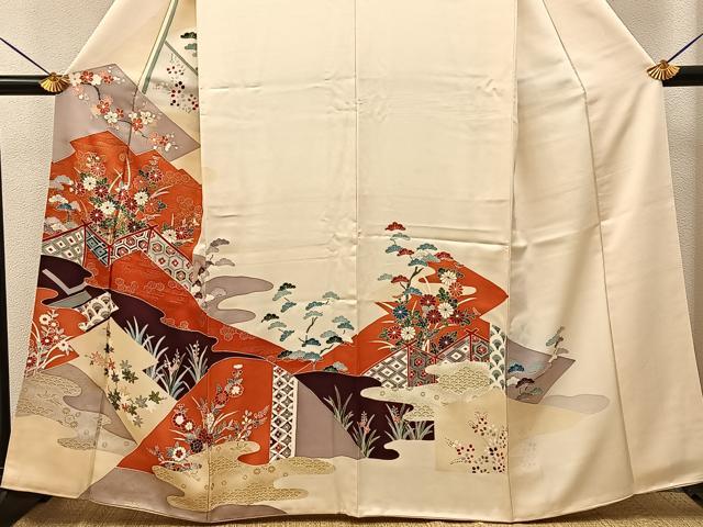 平和屋着物■訪問着 重ね山吉祥花文 金彩 正絹 逸品 BAAY8015hj