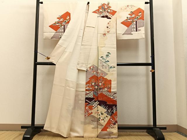 平和屋着物■訪問着 重ね山吉祥花文 金彩 正絹 逸品 BAAY8015hj