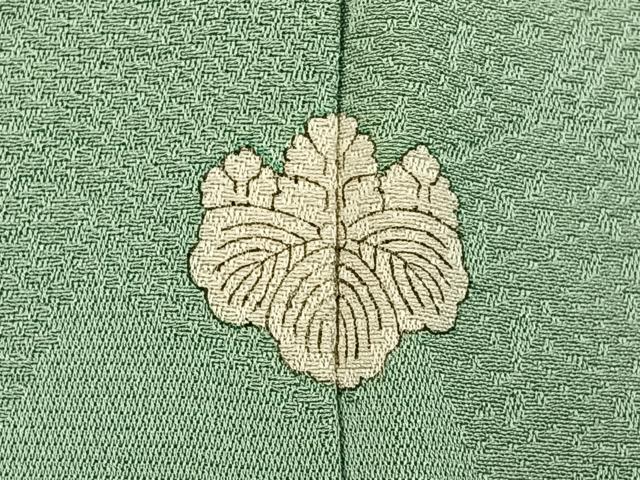 平和屋着物●上質な色無地 色紙重ね地紋 裏葉柳色 正絹 逸品 BAAY8017hj