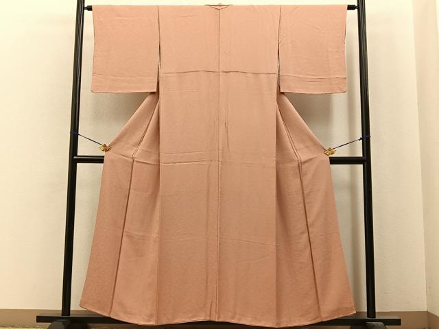 平和屋着物■上質な色無地 桐地紋 深支子色 正絹 逸品 BAAY8018hj