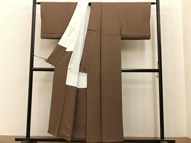 平和屋着物■上質な色無地 黄枯茶色 正絹 逸品 BAAY8019hj