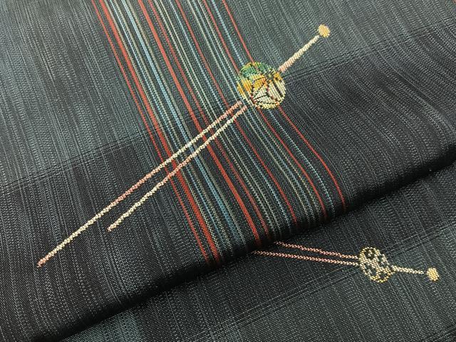 平和屋着物■上質な紬 アンサンブル 簪 正絹 逸品 未使用 BAAY8024hj
