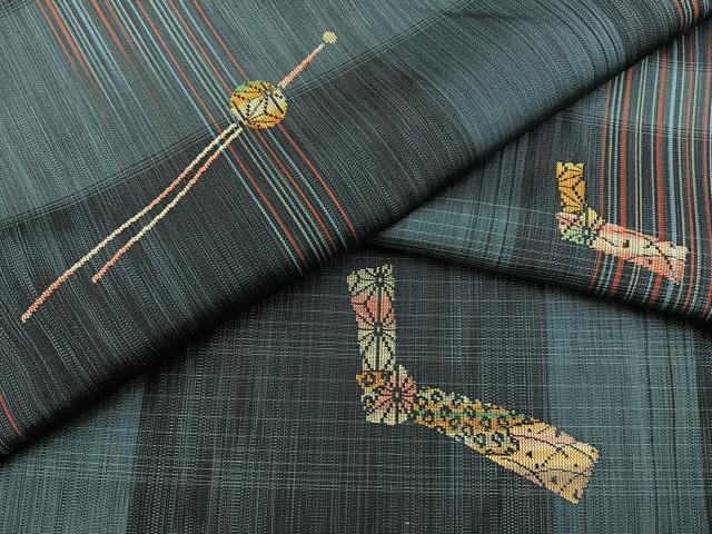 平和屋着物■上質な紬 アンサンブル 簪 正絹 逸品 未使用 BAAY8024hj