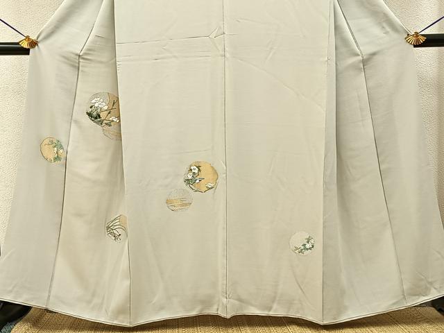 平和屋着物■訪問着 総刺繍 花鳥丸文 金銀糸 正絹 逸品 BAAY8030hj