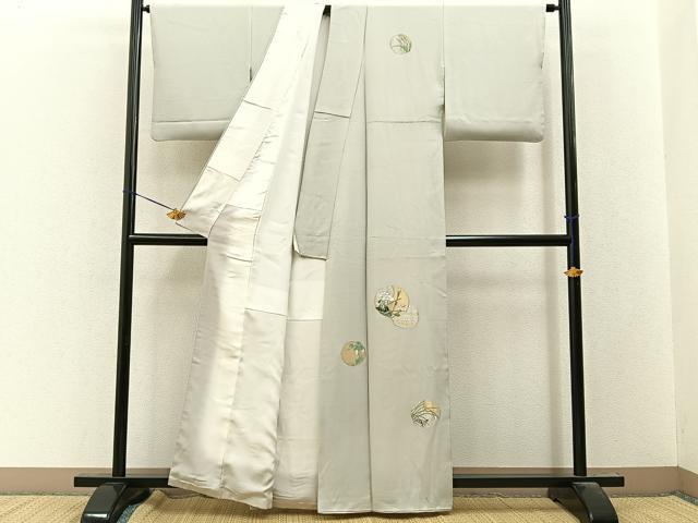 平和屋着物■訪問着 総刺繍 花鳥丸文 金銀糸 正絹 逸品 BAAY8030hj