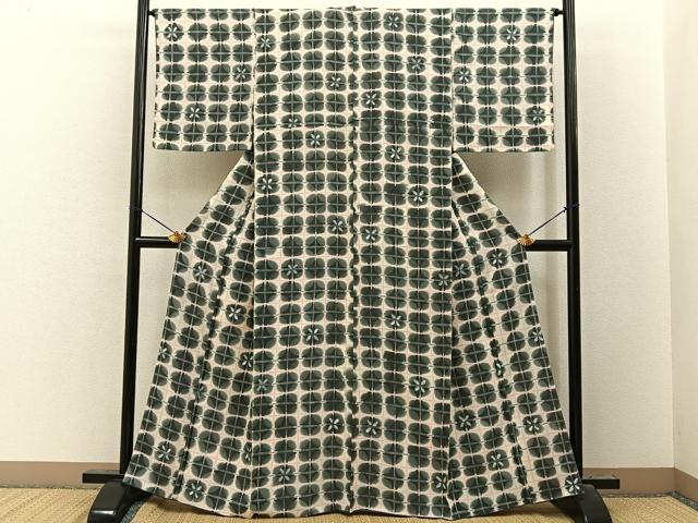 平和屋着物■上質な小紋 ろうけつ染め 七宝文 正絹 逸品 BAAY8032hj