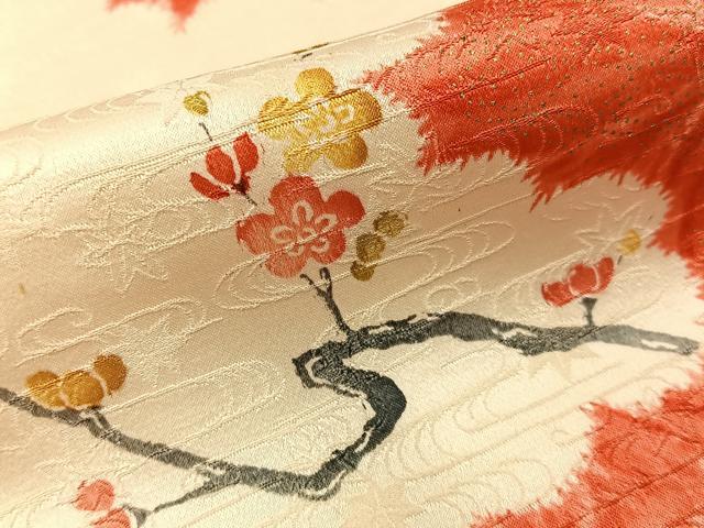 平和屋着物■上質な小紋 梅楓文 金彩 正絹 逸品 BAAY8041hj
