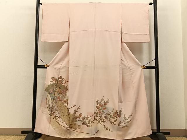 平和屋着物■豪華色留袖 檜扇孔雀花文 暈し染め 金彩 正絹 逸品 BAAY8043hj