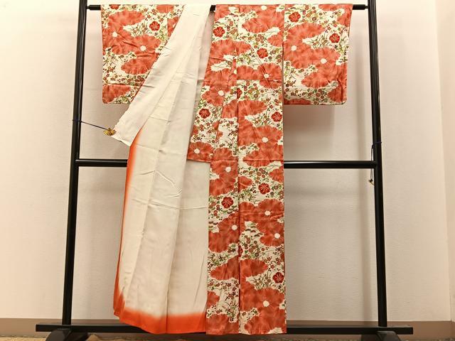 平和屋着物■上質な小紋 雲隠れ秋草文 金彩 正絹 逸品 BAAY8050hj