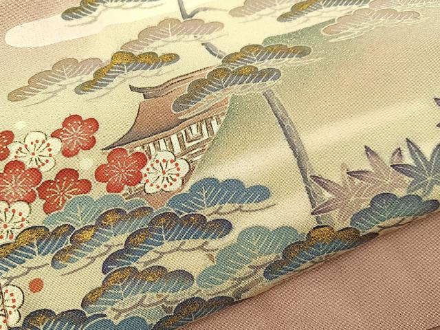 平和屋着物■訪問着 松竹梅 風景文 暈し染め 金銀彩 正絹 逸品 BAAY8051hj