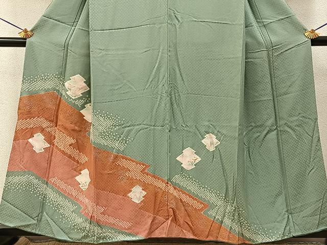 平和屋着物■訪問着 絞り 松皮菱 金銀彩 正絹 逸品 未使用 BAAY8052hj
