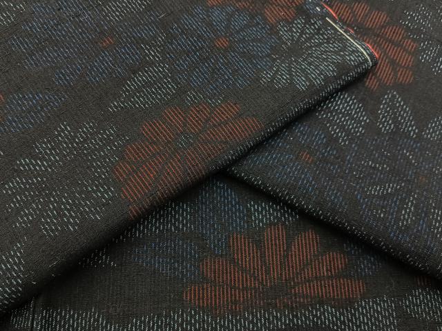 平和屋着物■上質な紬 エ霞菊文 正絹 逸品 未使用 BAAY8053hj