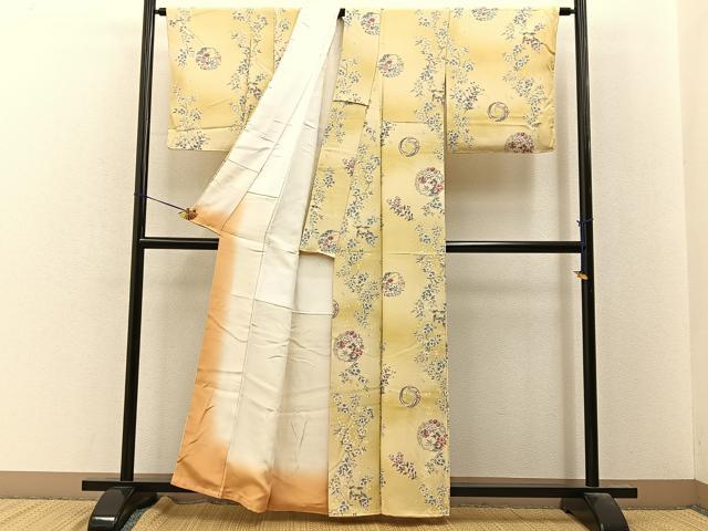 平和屋着物■上質な小紋 花丸文 暈し染め 正絹 逸品 未使用 BAAY8054hj