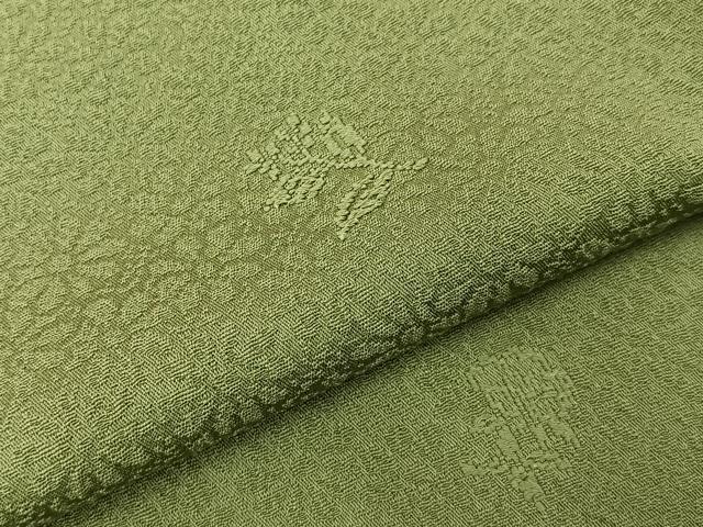 平和屋着物●上質な色無地 寿光織 草花地紋 柳茶色 さが美扱い 正絹 逸品 未使用 BAAY8056hj