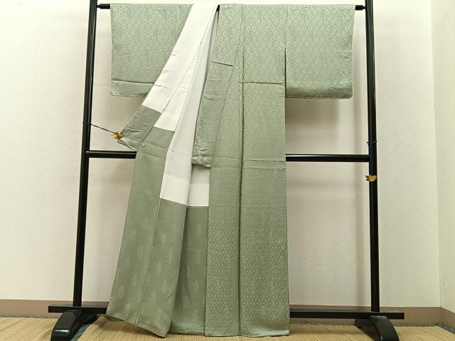 平和屋着物●上質な色無地 草花地紋 裏葉柳色 さが美扱い 正絹 逸品 BAAY8058hj