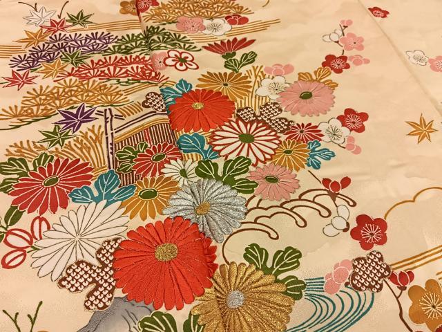 平和屋着物■豪華振袖 刺繍 松竹梅 流水秋草文 金彩 正絹 逸品 BAAY8062hj