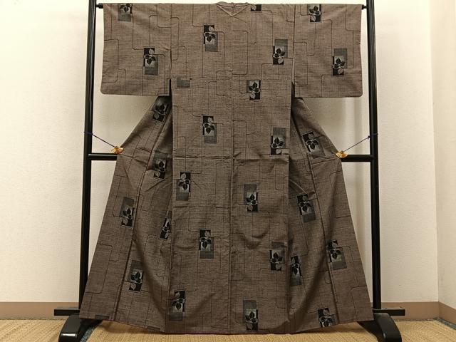 平和屋着物■上質な紬 草葉文 正絹 逸品 BAAY8066hj