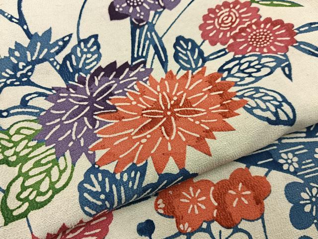 平和屋着物■上質な小紋 紬地 型染め 流水草花文 正絹 逸品 BAAY8068hj