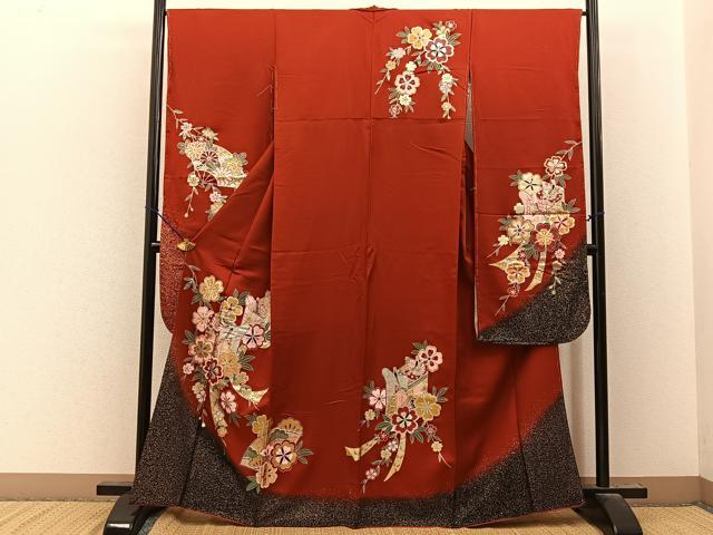 平和屋着物■豪華振袖 御所車花文 暈し染め 金銀彩 正絹 逸品 BAAY8070hj