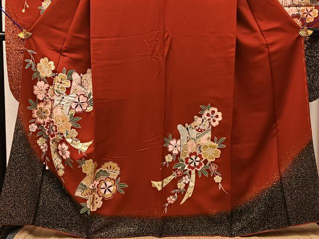 平和屋着物■豪華振袖 御所車花文 暈し染め 金銀彩 正絹 逸品 BAAY8070hj