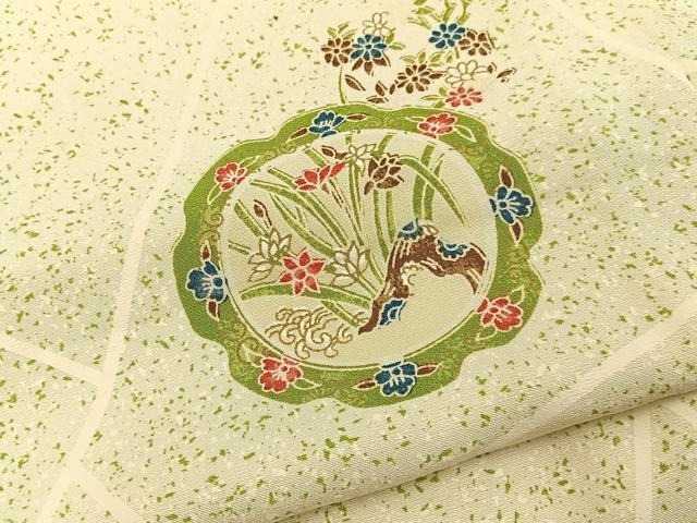 平和屋着物■上質な小紋 花絵皿 正絹 逸品 BAAY8072hj