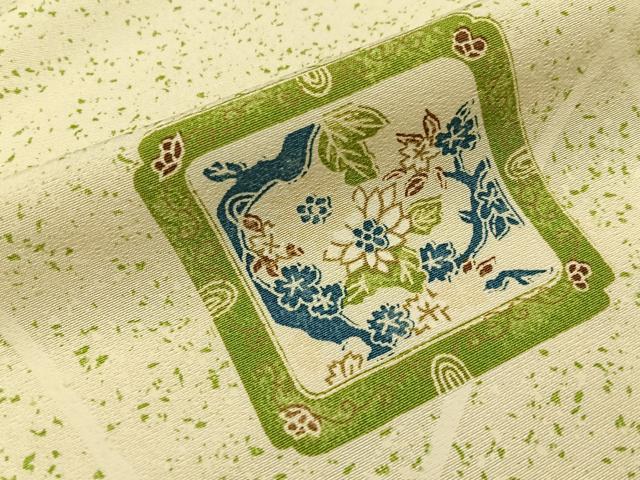 平和屋着物■上質な小紋 花絵皿 正絹 逸品 BAAY8072hj