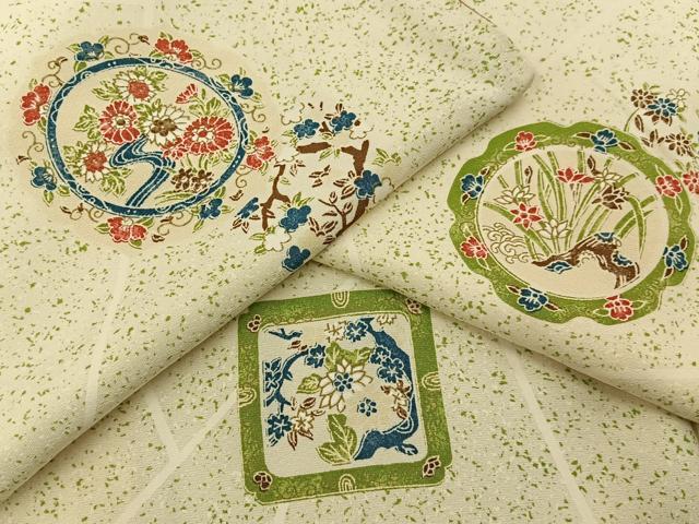 平和屋着物■上質な小紋 花絵皿 正絹 逸品 BAAY8072hj