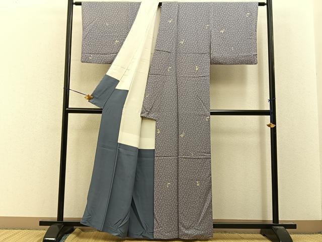 平和屋着物■上質な小紋 菊 金彩 正絹 逸品 BAAY8075hj