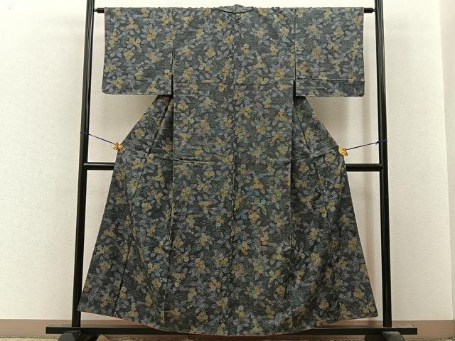 平和屋着物■上質な紬 小花尽くし 正絹 逸品 未使用 BAAY8076hj