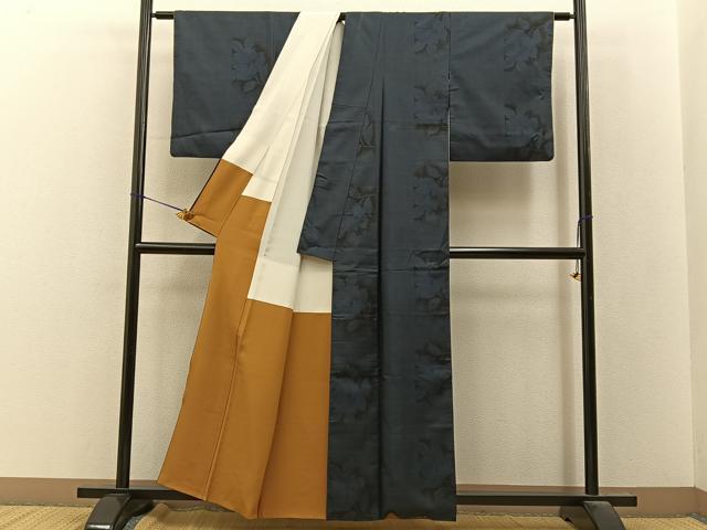 平和屋着物■本場大島紬 9マルキ 草花文 正絹 逸品 BAAY8077hj