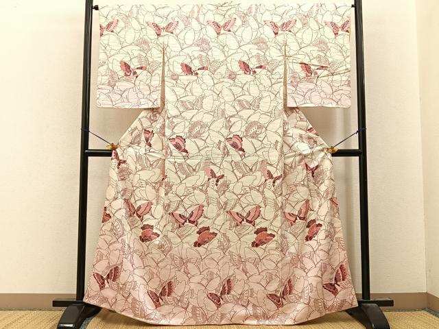 平和屋着物■訪問着 舞蝶文 暈し染め 金彩 正絹 逸品 BAAY8085hj