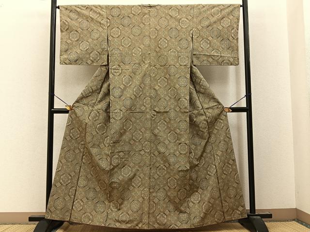 平和屋着物■上質な紬 吉祥花文 正絹 逸品 BAAY8088hj