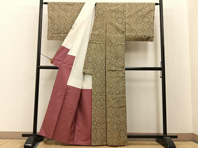 平和屋着物■上質な紬 吉祥花文 正絹 逸品 BAAY8088hj