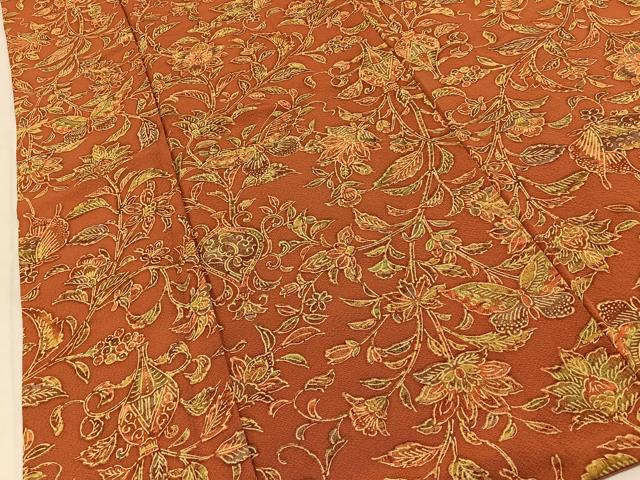 平和屋着物■上質な小紋 更紗花蝶文 正絹 逸品 BAAY8089hj