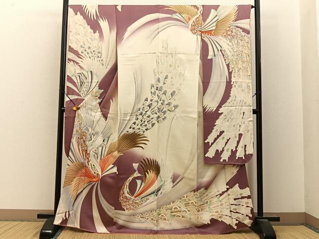 平和屋着物■豪華振袖 作家物 刺繍 鳳凰 暈し染め 銀彩 正絹 逸品 BAAY8100hj