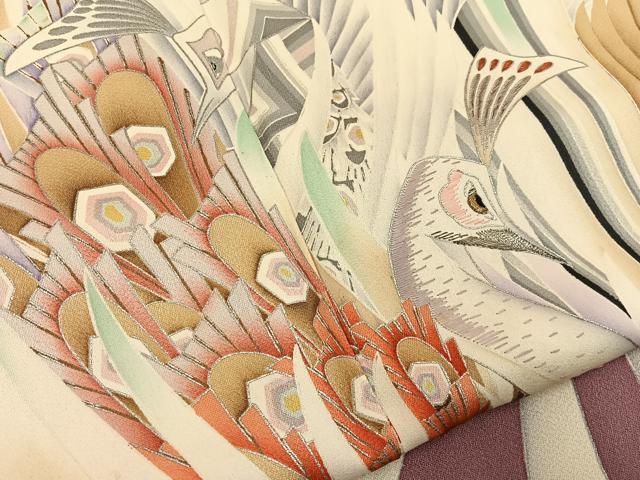 平和屋着物■豪華振袖 作家物 刺繍 鳳凰 暈し染め 銀彩 正絹 逸品 BAAY8100hj