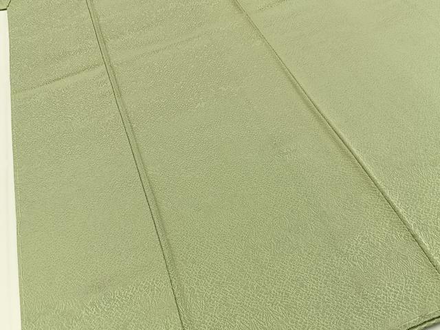 平和屋着物●本草木染作家 瑞寶 色無地 杜若地紋 若葉色 反端付き 正絹 逸品 未使用 BAAY8103hj