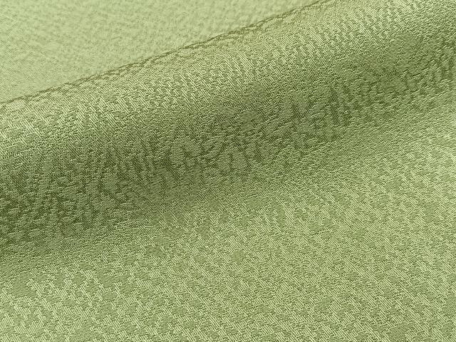 平和屋着物●本草木染作家 瑞寶 色無地 杜若地紋 若葉色 反端付き 正絹 逸品 未使用 BAAY8103hj