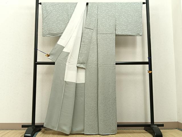 平和屋着物■上質な色無地 堅牢染 枝花地紋 蕎麦切色 反端付き 正絹 逸品 BAAY8105hj