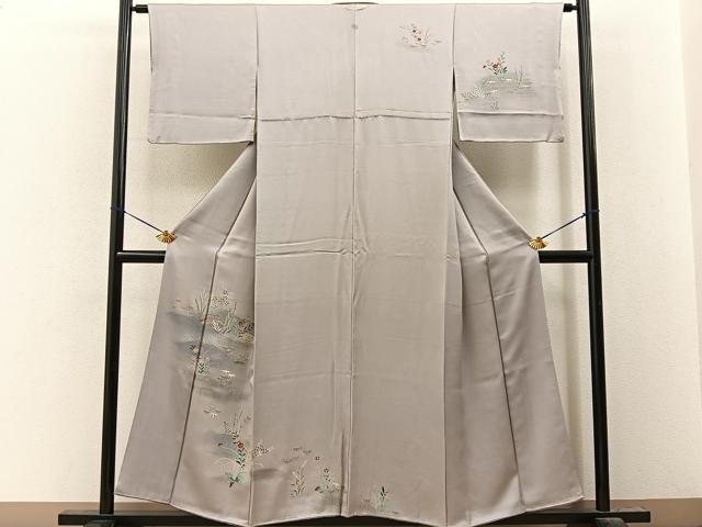 平和屋着物■訪問着 渡橋秋草文 暈し染め 金彩 正絹 逸品 BAAY8107hj