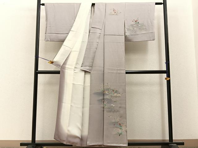 平和屋着物■訪問着 渡橋秋草文 暈し染め 金彩 正絹 逸品 BAAY8107hj