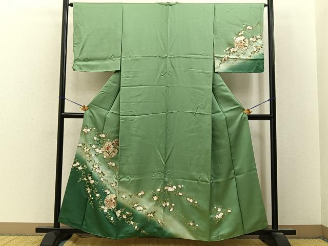平和屋着物●訪問着 雪輪秋草文 暈し染め 金彩 正絹 逸品 BAAY8113hj