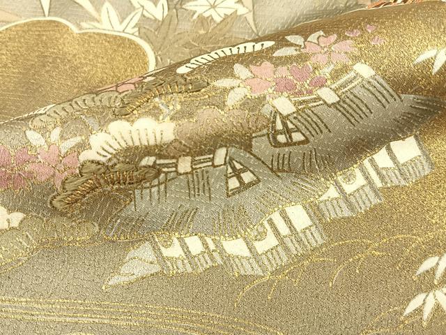 平和屋着物●豪華色留袖 駒刺繍 几帳御所解花文 金彩 正絹 逸品 BAAY8118hj