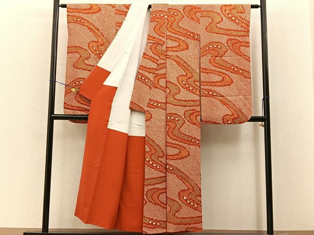 平和屋着物●豪華振袖 総絞り 流線文 正絹 逸品 BAAY8125hj