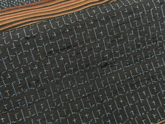 平和屋着物■上質な紬 横段亀甲文 正絹 逸品 BAAY8127hj