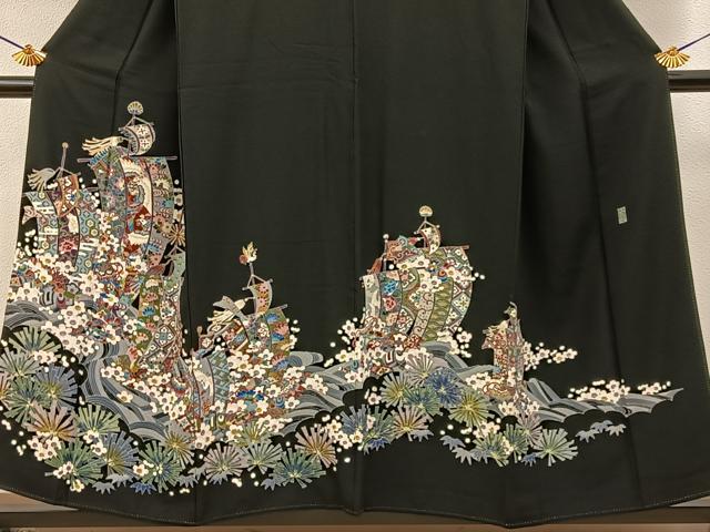 平和屋着物●本加賀友禅作家 泉広治 黒留袖 帆 宝尽くし花鳥文 正絹 逸品 BAAY8130hj
