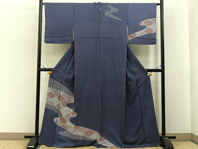 平和屋着物■訪問着 菱松葉文 正絹 逸品 BAAY8139hj
