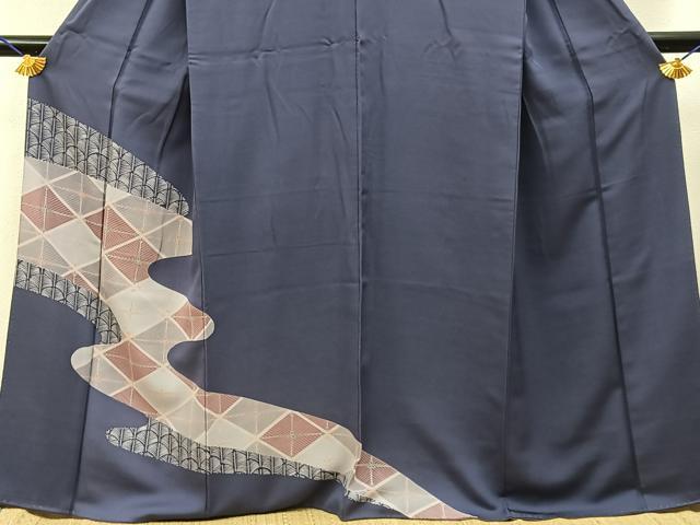 平和屋着物■訪問着 菱松葉文 正絹 逸品 BAAY8139hj